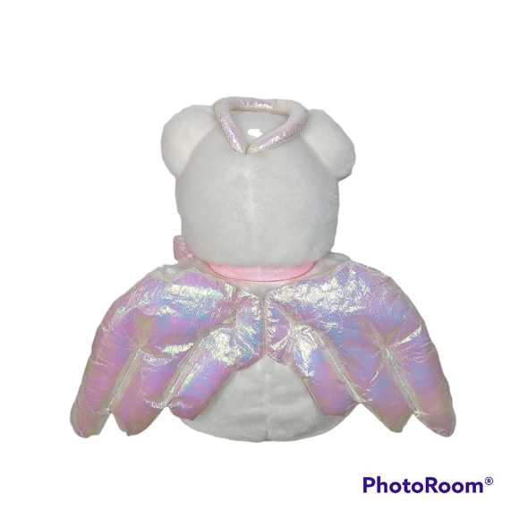 Halo Angel Bear Ty Beanie Buddies White Plush Brown Nose Iridesent Wings Clean - Picture 2 of 12